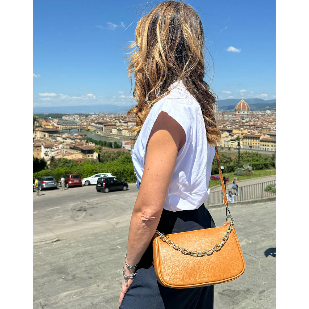 Borsa a Spalla in Pelle Bianca con Tracolla VIAVERDI Made in Italy - Image 7