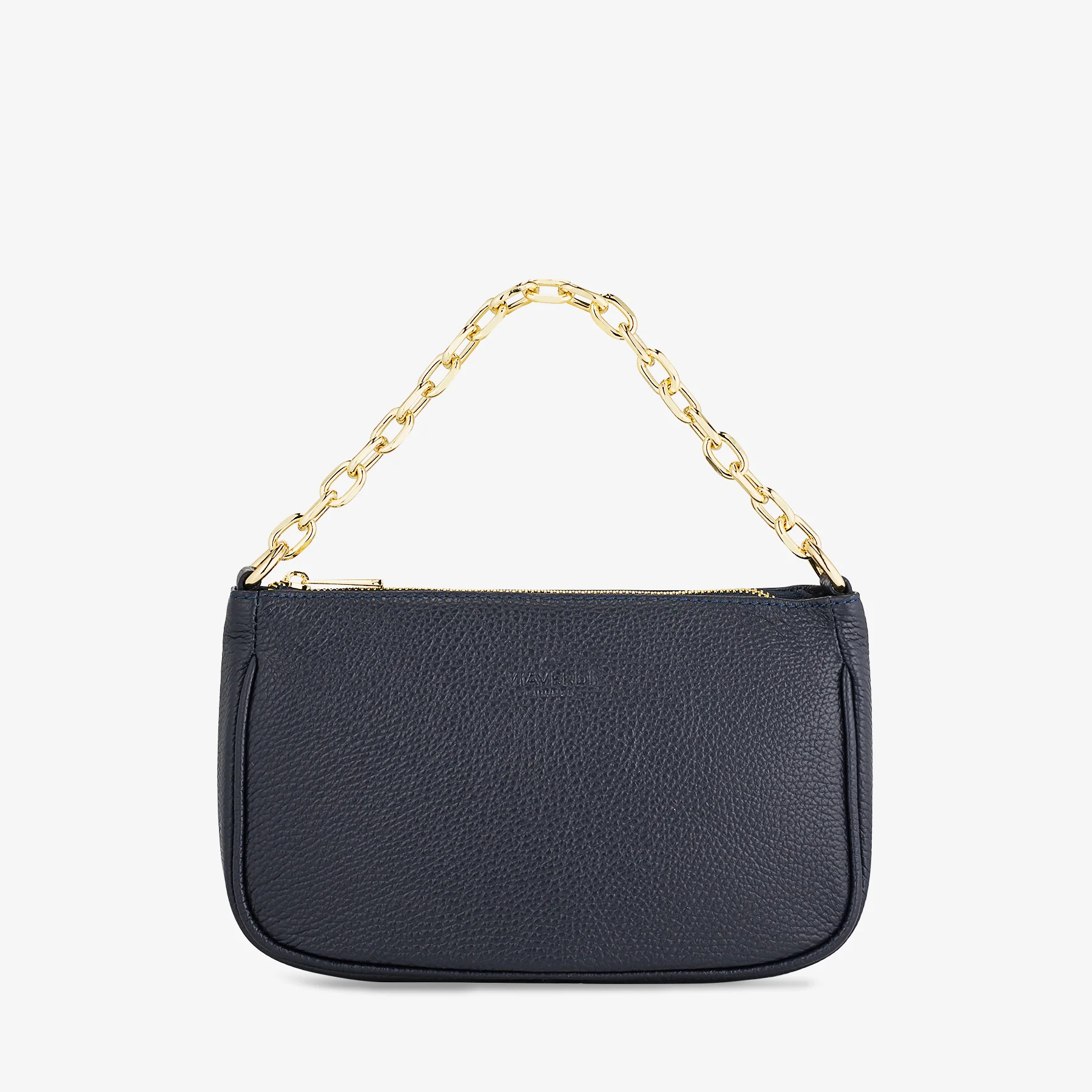 Borsa a Spalla in Pelle Blu con Tracolla VIAVERDI Made in Italy - Image 3