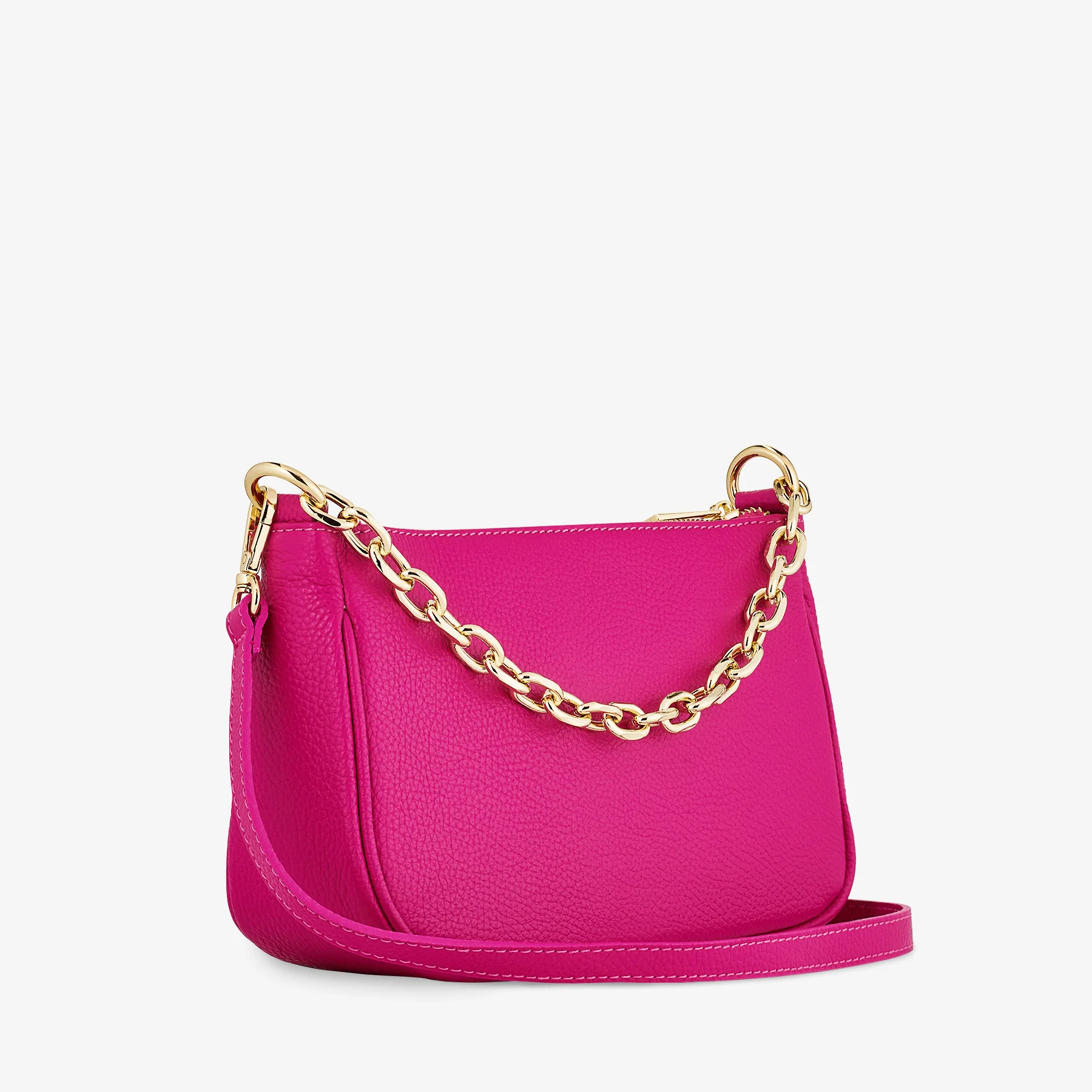 Borsa a Spalla in Pelle Fucsia con Tracolla VIAVERDI Made in Italy - Image 3