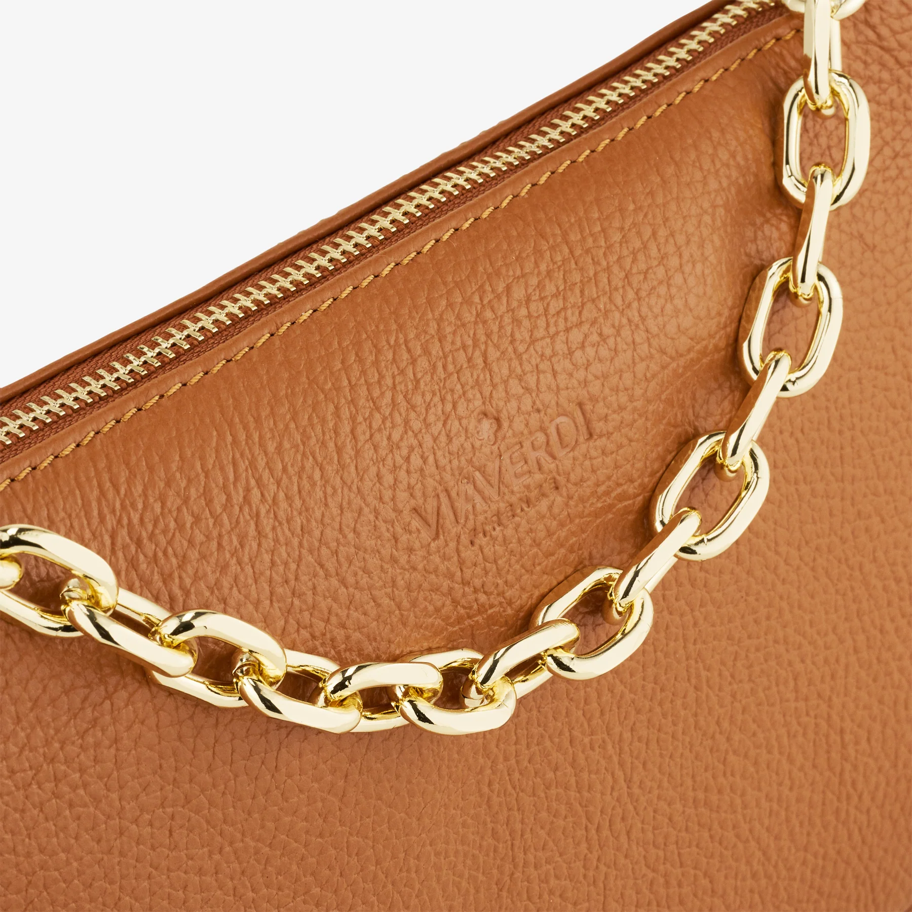 Borsa a Spalla in Pelle Marrone con Tracolla VIAVERDI Made in Italy - Image 8
