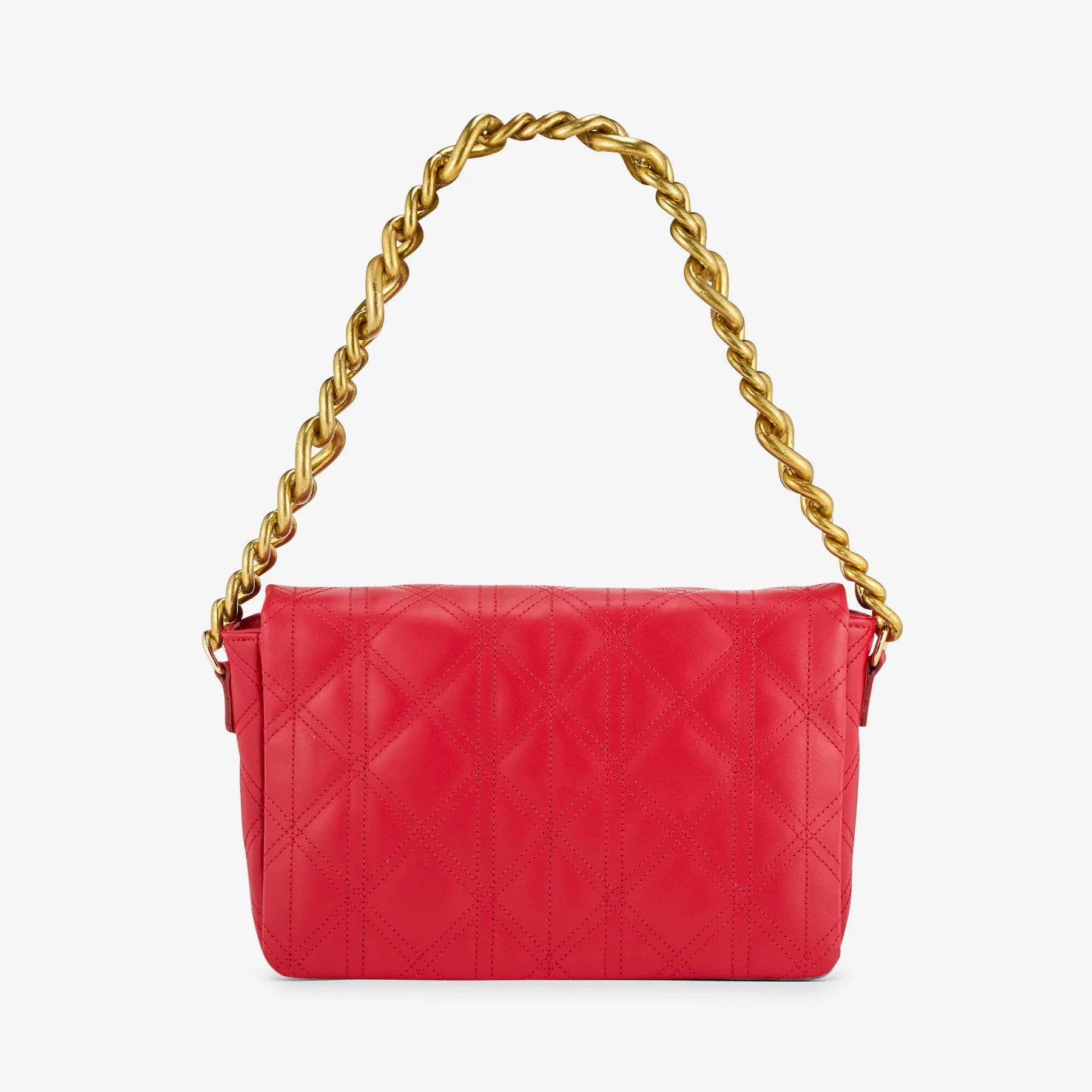 Borsa a Spalla in Pelle Matelassé Rossa con Catena VIA VERDI Made in Italy
