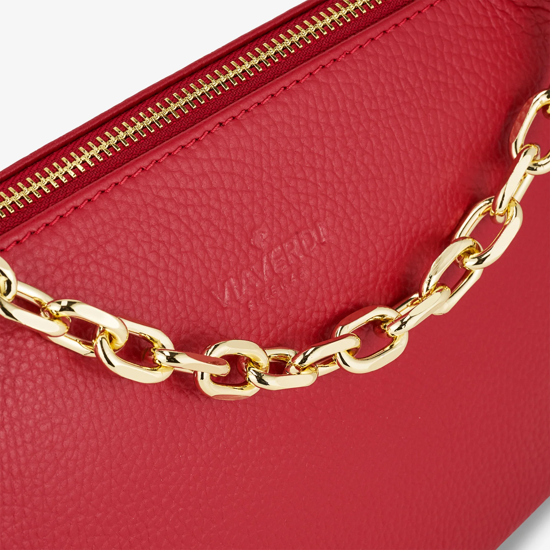 Borsa a Spalla in Pelle Rossa con Tracolla VIAVERDI Made in Italy - Image 6
