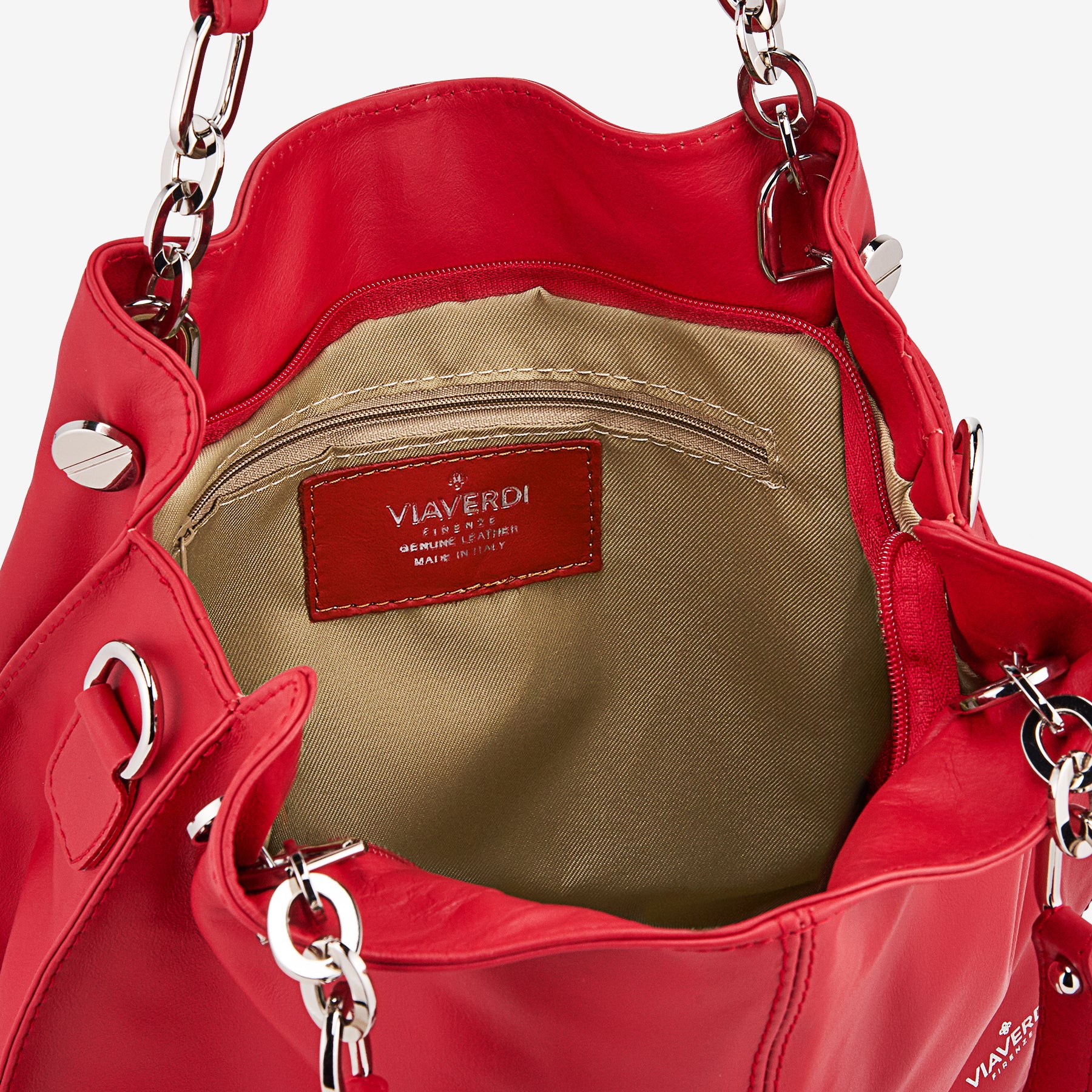 Borsa a Spalla in Pelle Rossa VIAVERDI Made in Italy - Image 5
