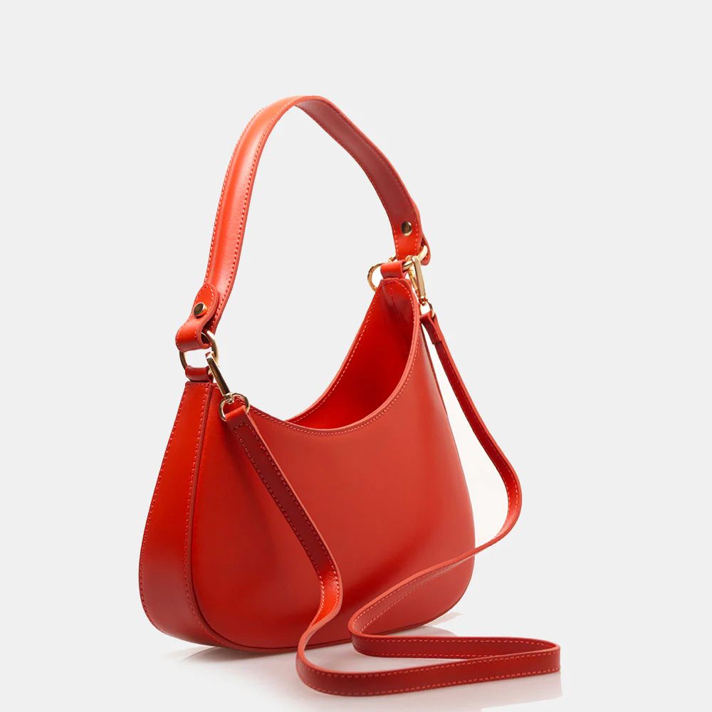 Borsa a Spalla VIAVERDI in Pelle Arancio Made in Italy linea Certaldo - Image 5