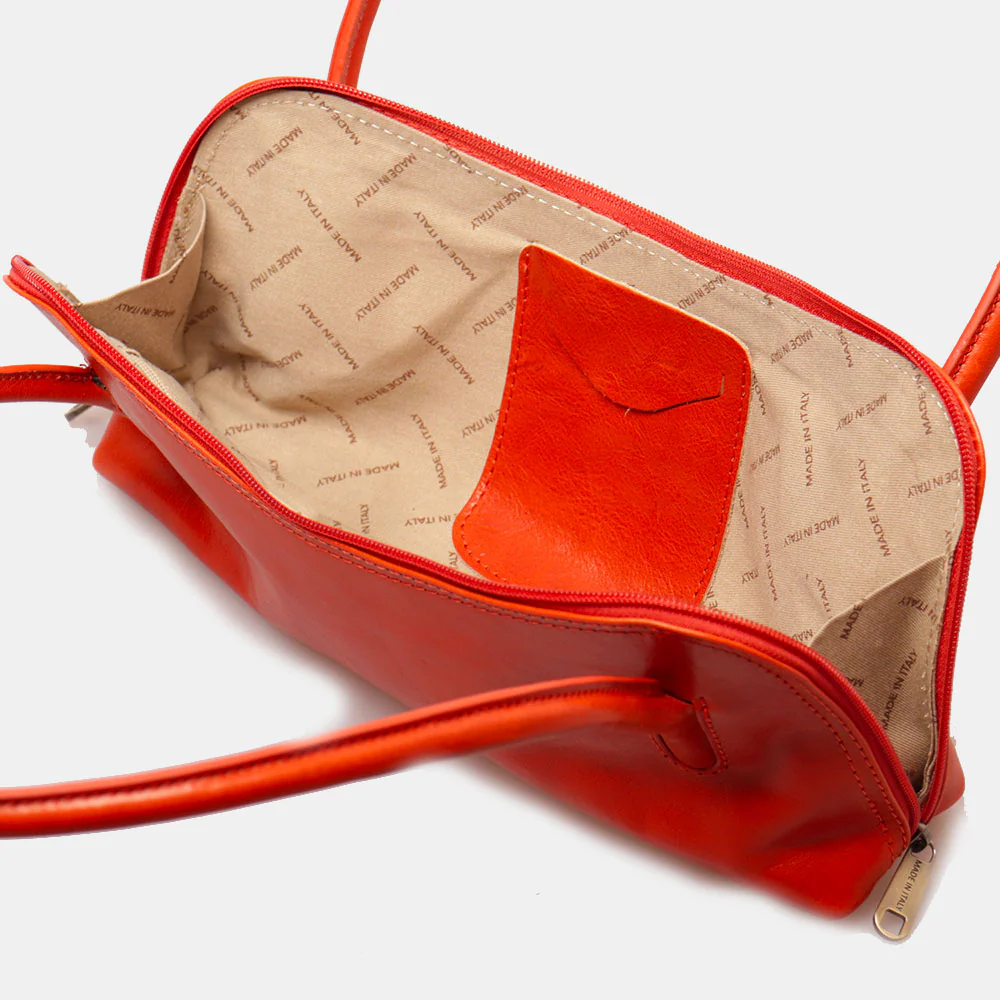 Borsa a Spalla VIAVERDI in Pelle Arancio Made in Italy linea Firenze - Image 7