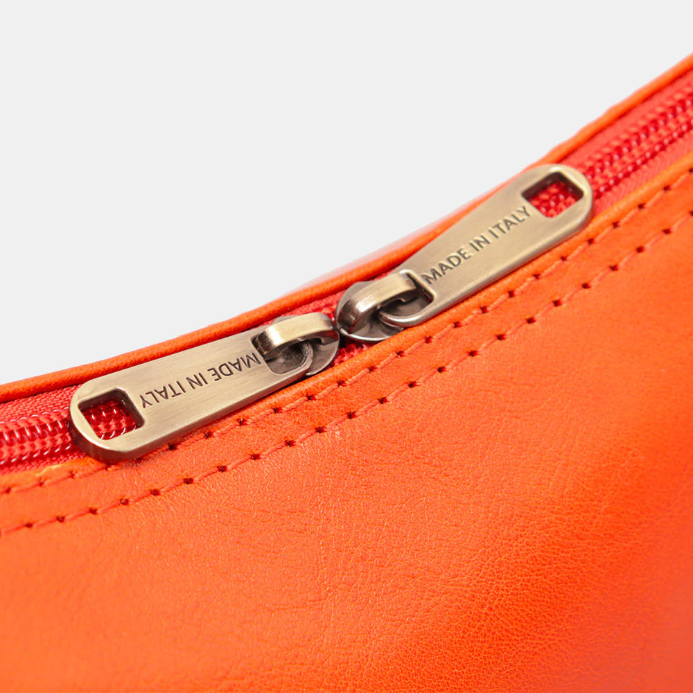 Borsa a Spalla VIAVERDI in Pelle Arancio Made in Italy linea Firenze - Image 8