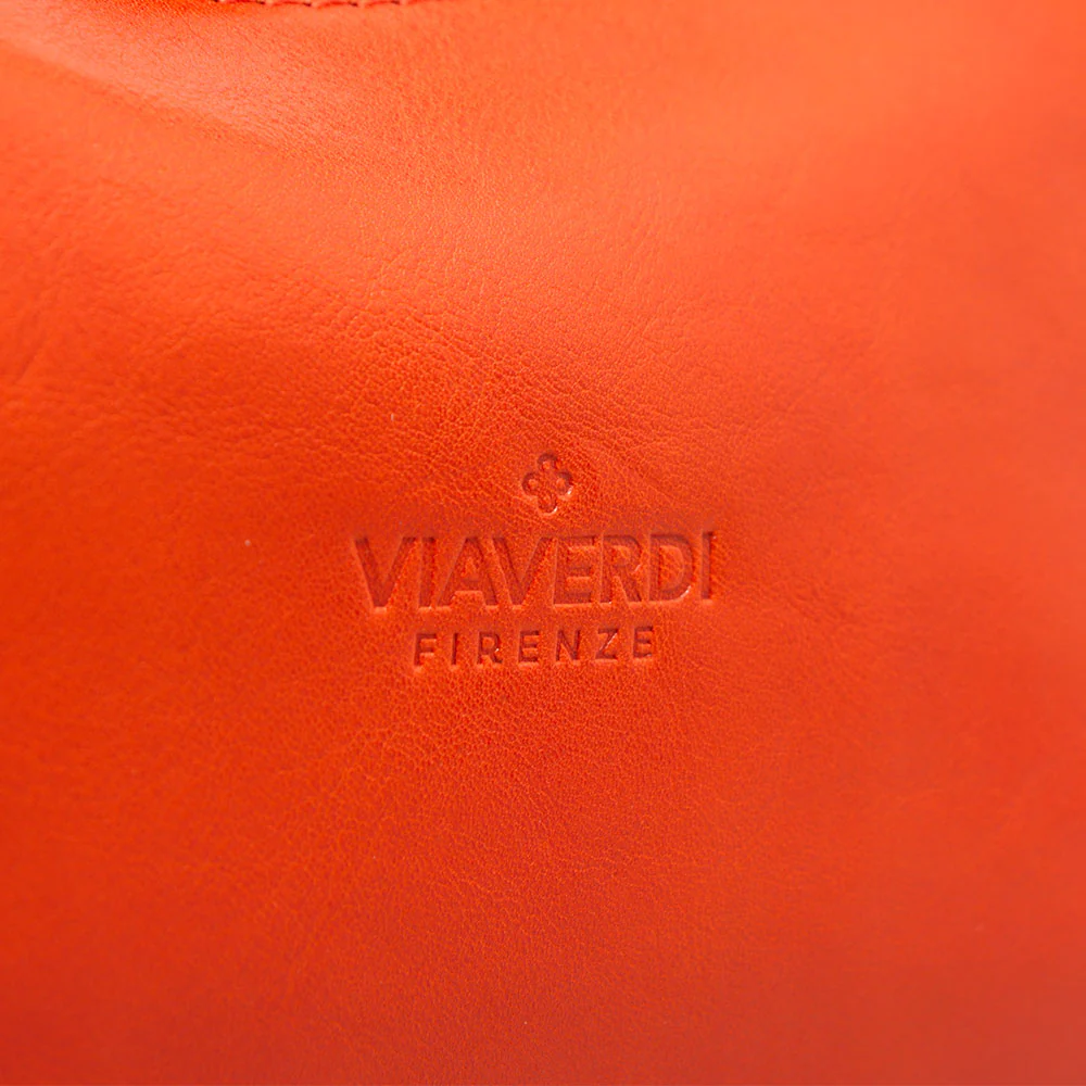 Borsa a Spalla VIAVERDI in Pelle Arancio Made in Italy linea Firenze - Image 9