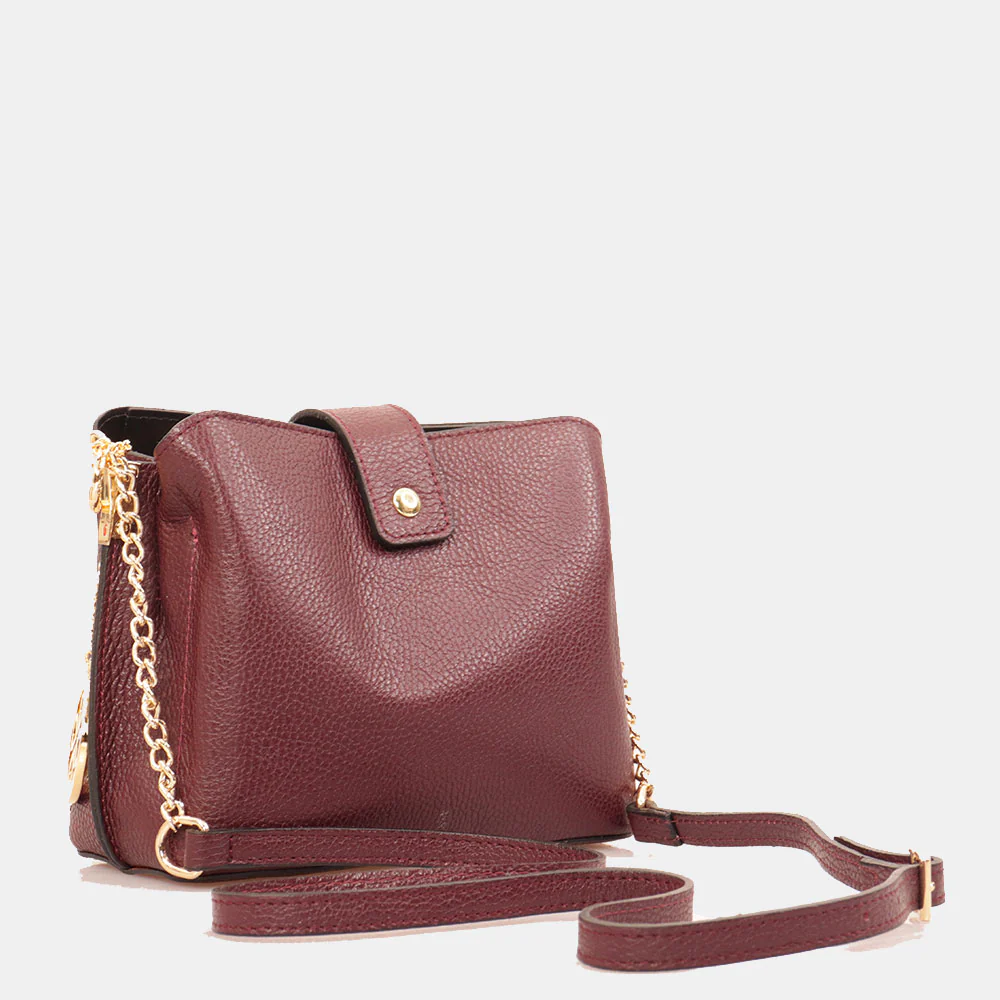 Borsa a Spalla VIAVERDI in Pelle Bordeaux Made in Italy - Image 3