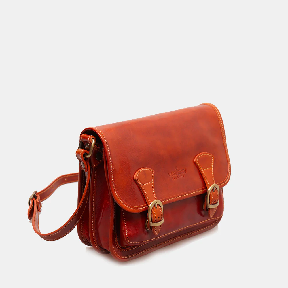 Borsa a Tracolla VIAVERDI in Pelle color color Cuoio Made in Italy linea Firenze - Image 3