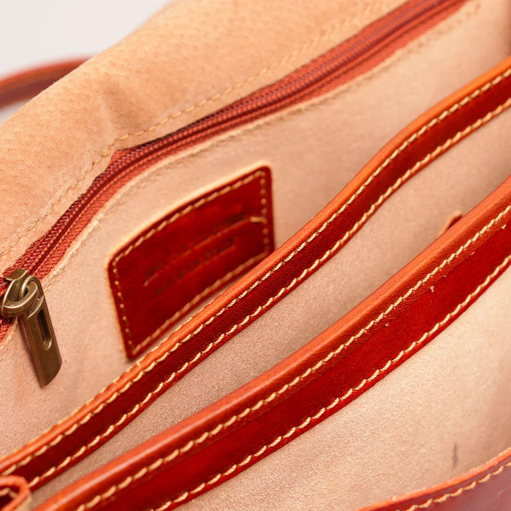 Borsa a Tracolla VIAVERDI in Pelle color color Cuoio Made in Italy linea Firenze - Image 9