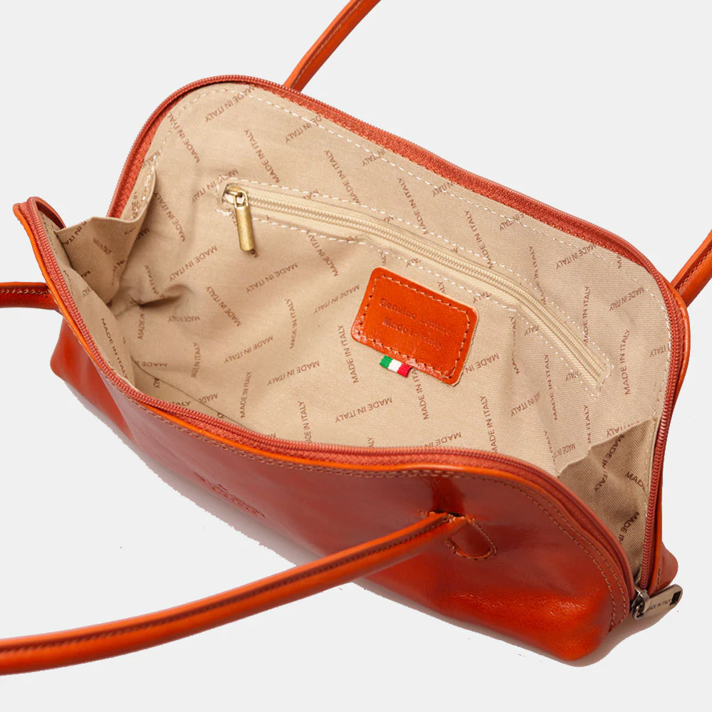 Borsa a Spalla VIAVERDI in Pelle color Cuoio Made in Italy linea Firenze - Image 7