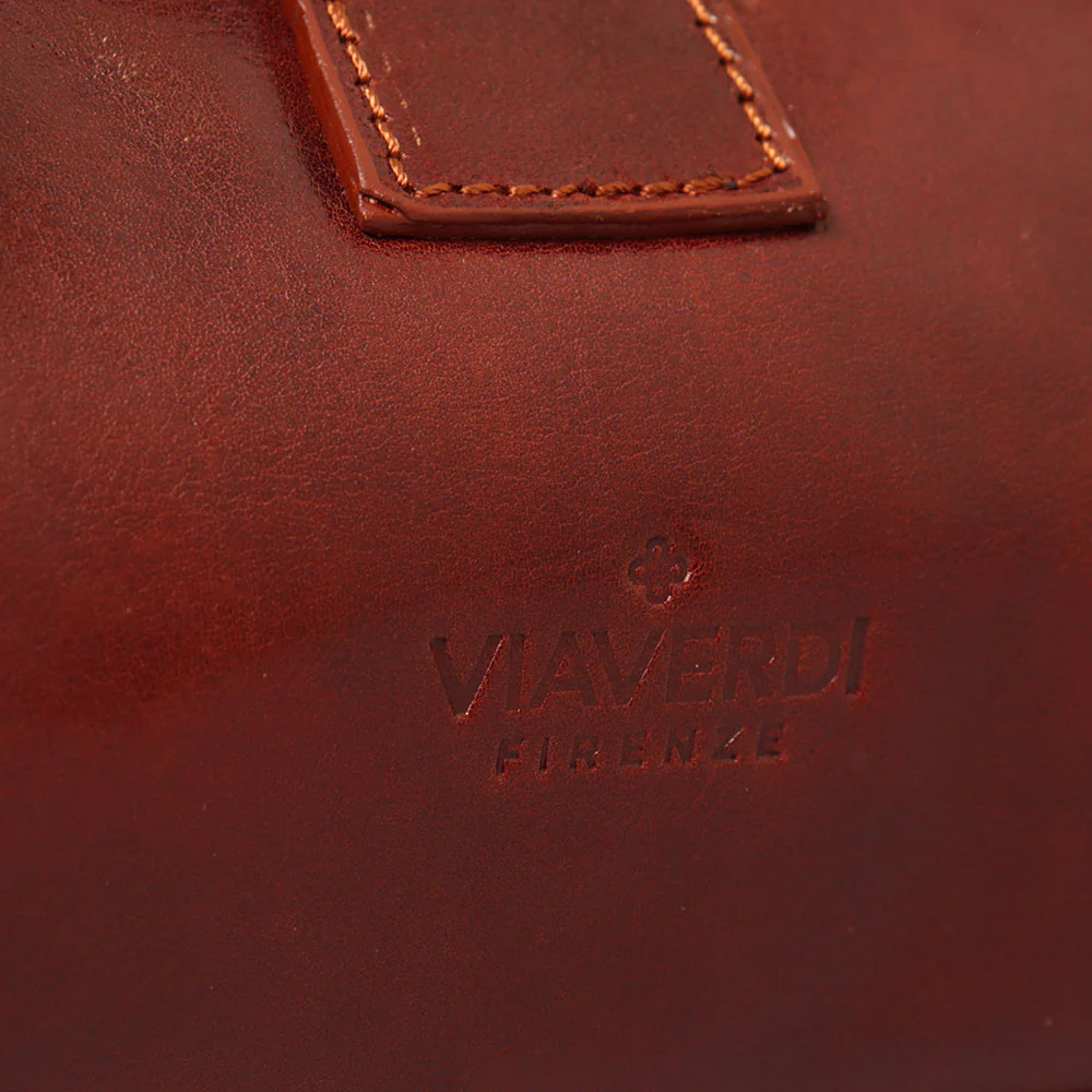 Borsa a Spalla VIAVERDI in Pelle Marrone Made in Italy linea Firenze - Image 10