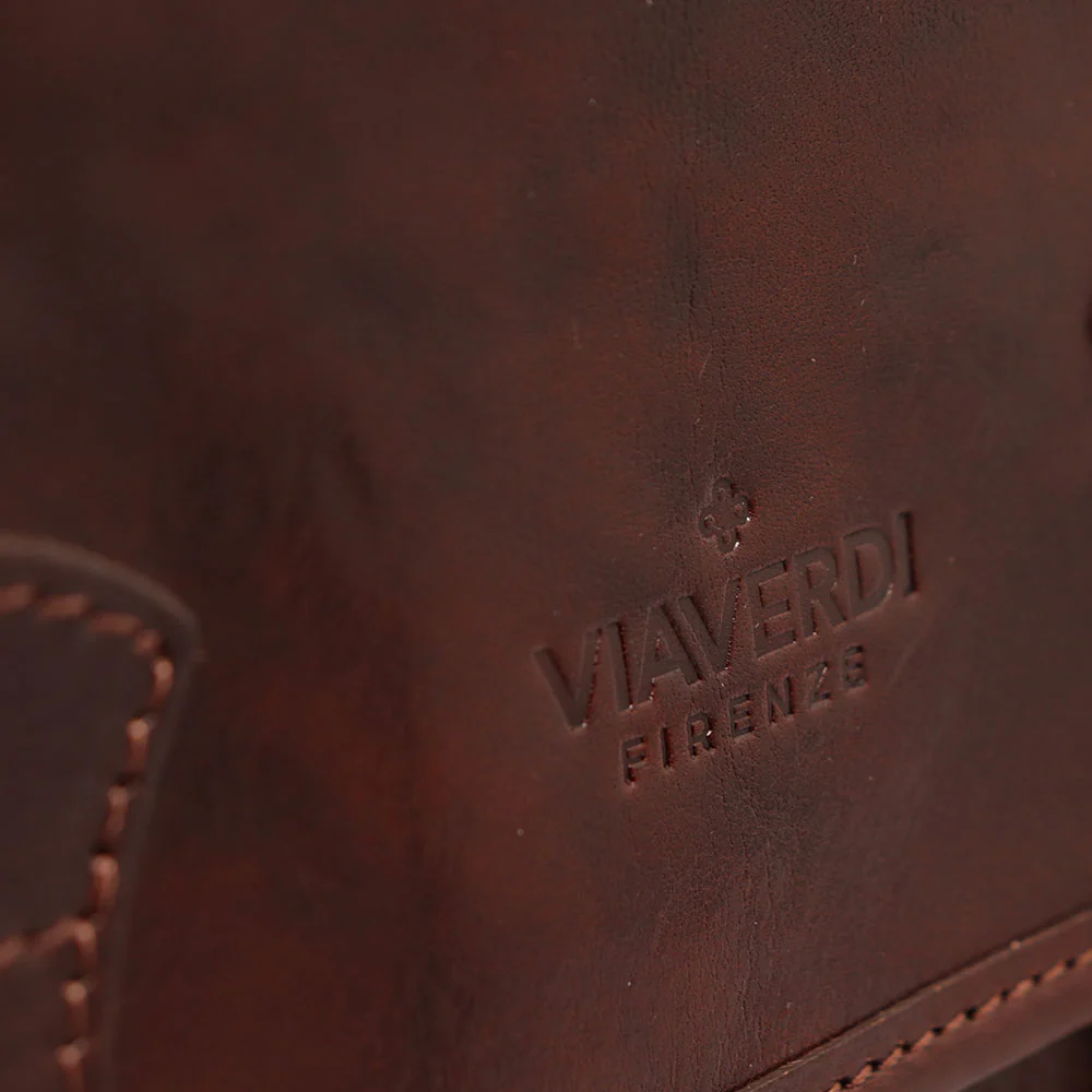 Borsa a tracolla VIAVERDI in Pelle Marrone Made in Italy linea Firenze - Image 11
