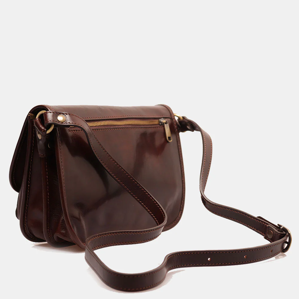 Borsa a tracolla VIAVERDI in Pelle Marrone Made in Italy linea Firenze - Image 5