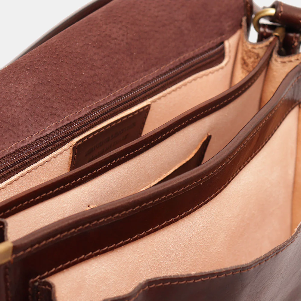 Borsa a tracolla VIAVERDI in Pelle Marrone Made in Italy linea Firenze - Image 6