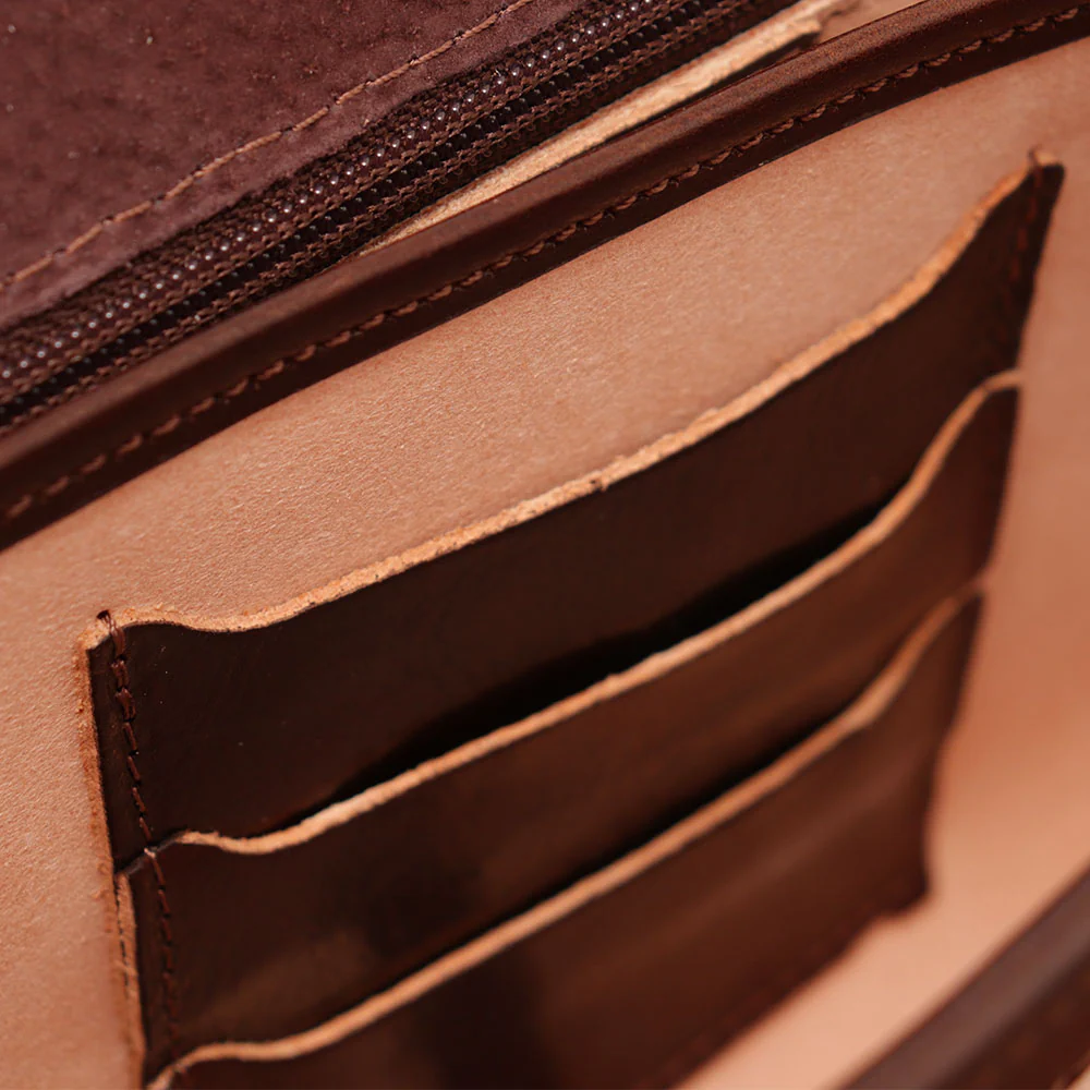 Borsa a tracolla VIAVERDI in Pelle Marrone Made in Italy linea Firenze - Image 7