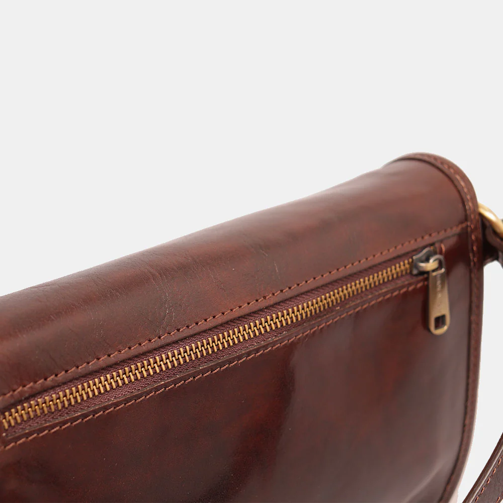 Borsa a tracolla VIAVERDI in Pelle Marrone Made in Italy linea Firenze - Image 9