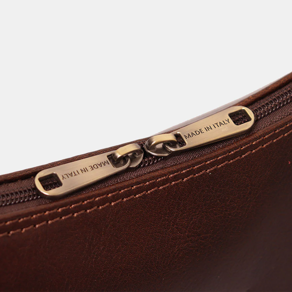Borsa a Spalla VIAVERDI in Pelle Marrone Testa di Moro Made in Italy linea Firenze - Image 10