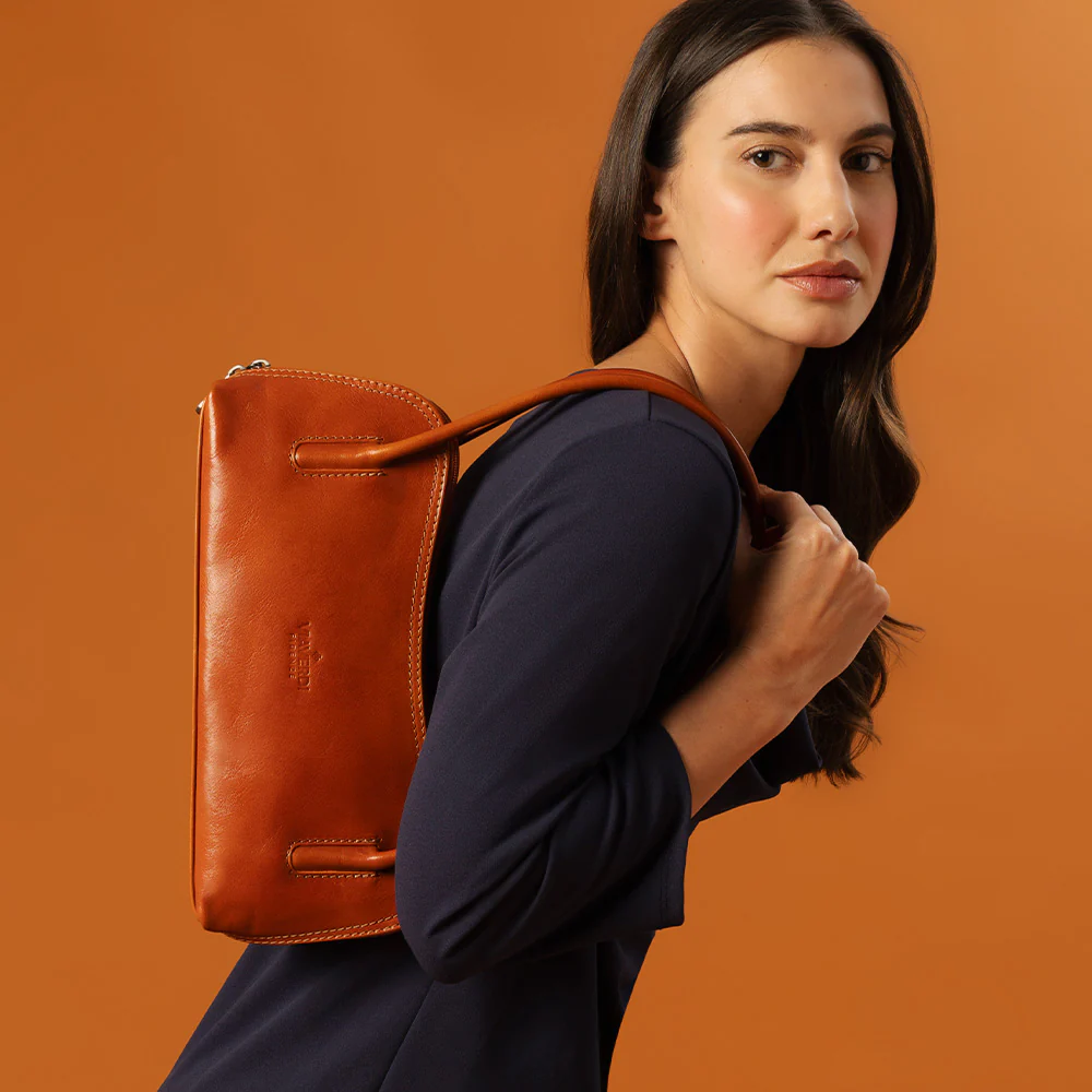 Borsa a Spalla VIAVERDI in Pelle Blu Made in Italy linea Firenze - Image 12