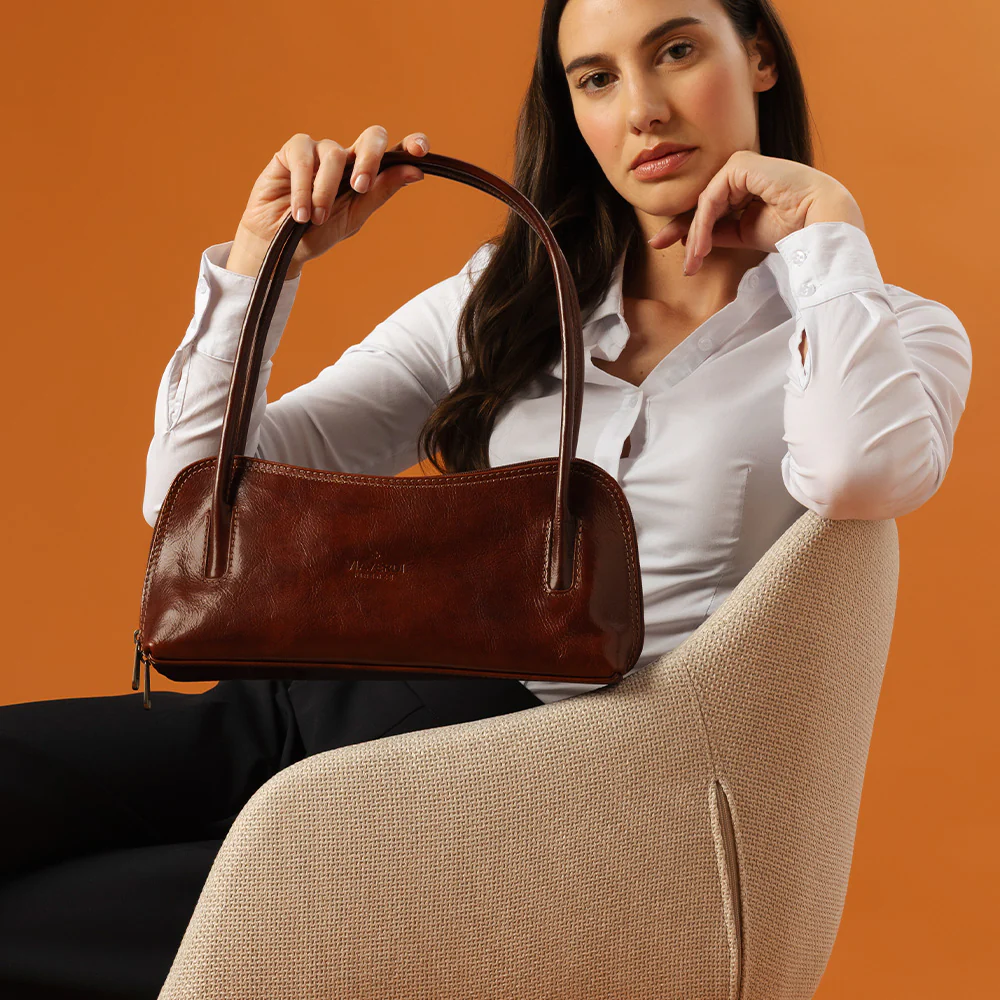 Borsa a Spalla VIAVERDI in Pelle Blu Made in Italy linea Firenze - Image 3