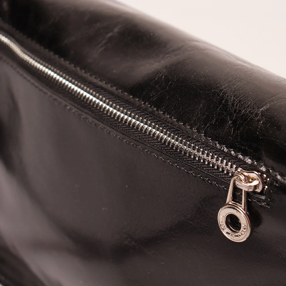 Borsa a tracolla VIAVERDI in Pelle Nera Made in Italy linea Firenze - Image 10