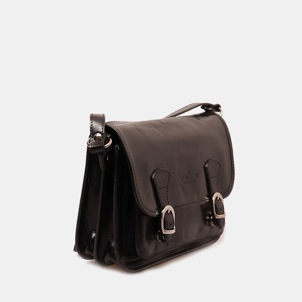 Borsa a tracolla VIAVERDI in Pelle Nera Made in Italy linea Firenze - Image 3