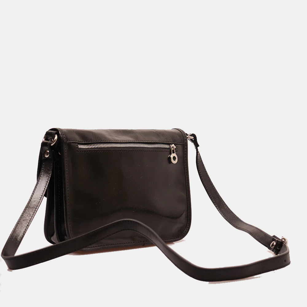 Borsa a tracolla VIAVERDI in Pelle Nera Made in Italy linea Firenze - Image 4