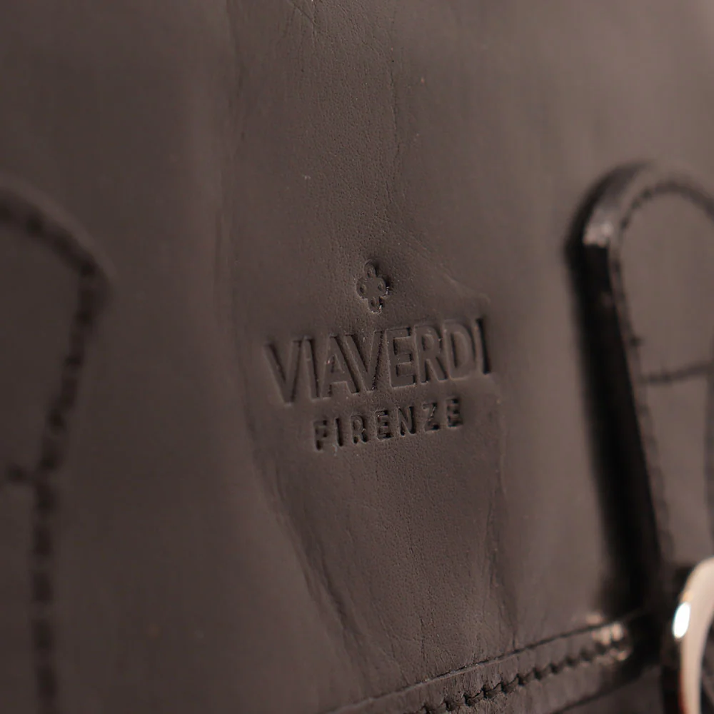 Borsa a tracolla VIAVERDI in Pelle Nera Made in Italy linea Firenze - Image 8