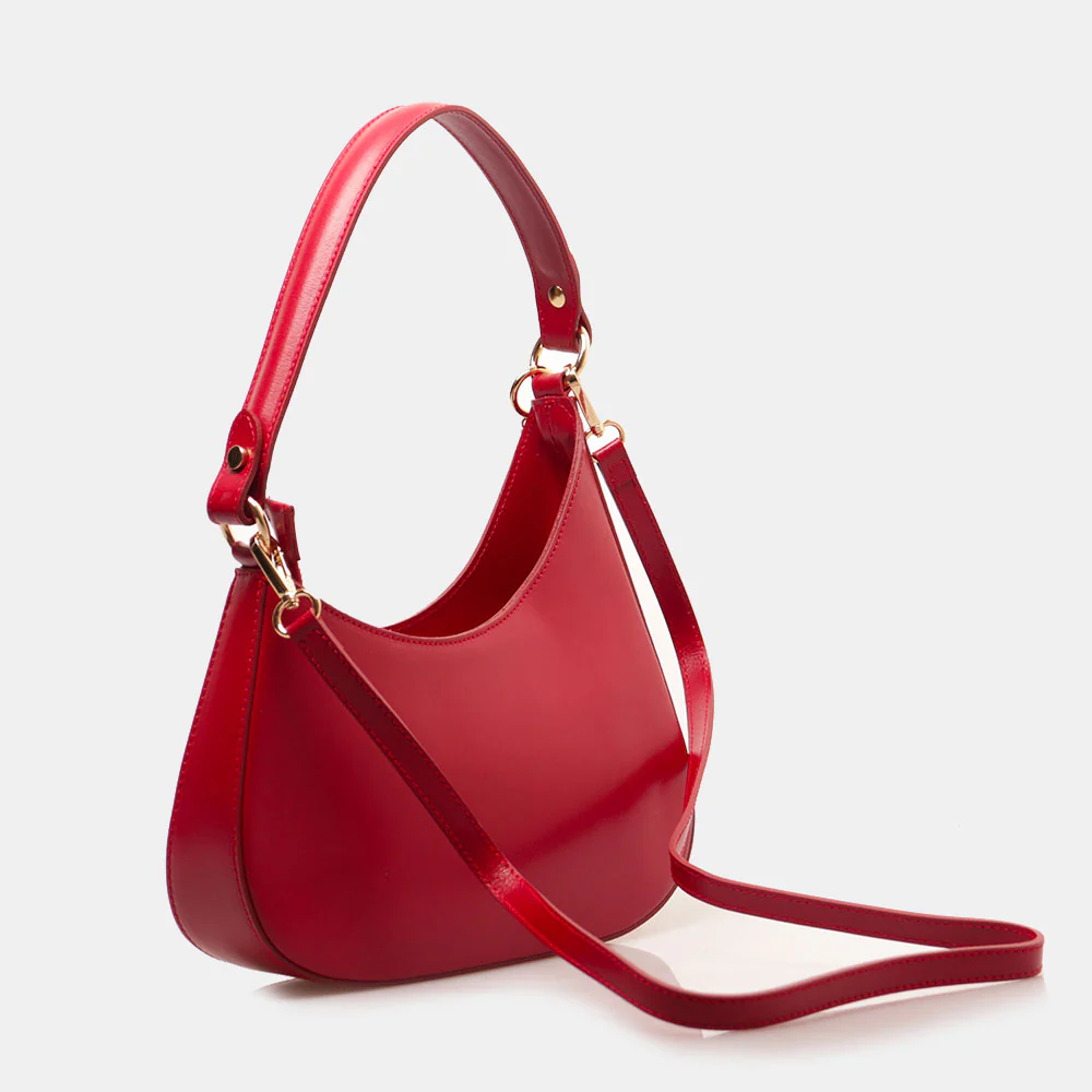 Borsa a Spalla VIAVERDI in Pelle Rossa Made in Italy linea Certaldo - Image 5