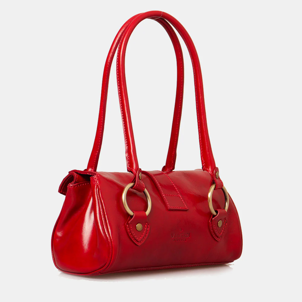 Borsa a Spalla VIAVERDI in Pelle Rossa Made in Italy linea Firenze - Image 4