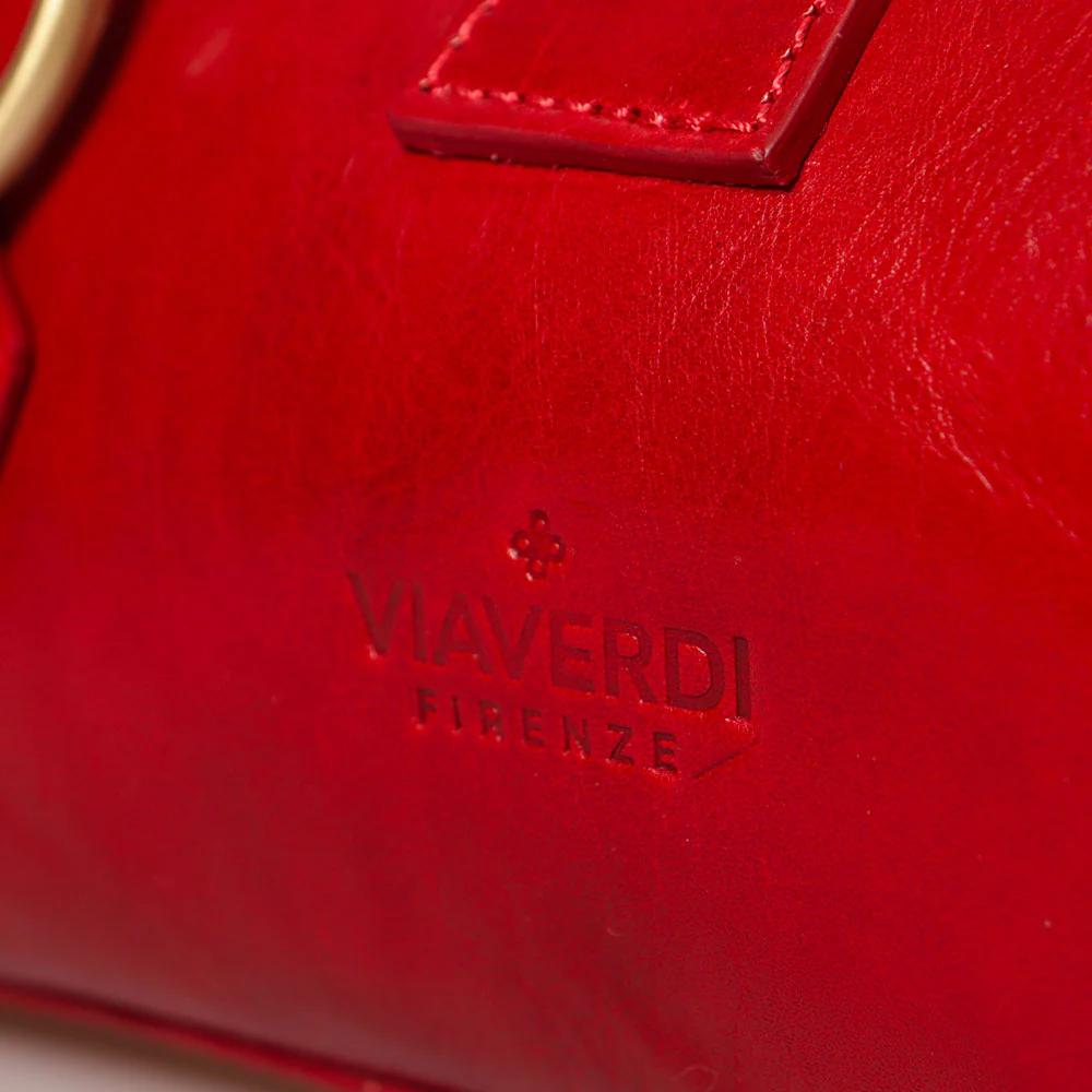 Borsa a Spalla VIAVERDI in Pelle Rossa Made in Italy linea Firenze - Image 8