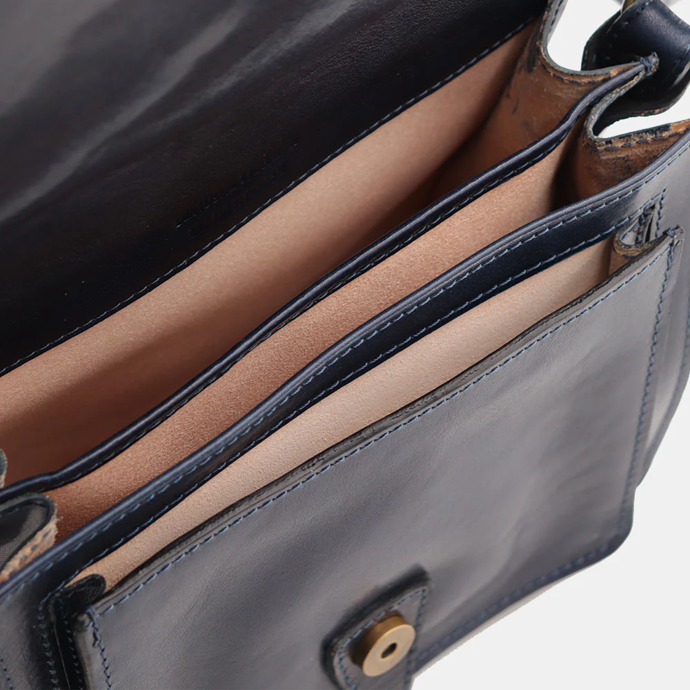Borsa a Tracolla in Pelle Blu VIAVERDI Made in Italy linea Firenze - Image 10