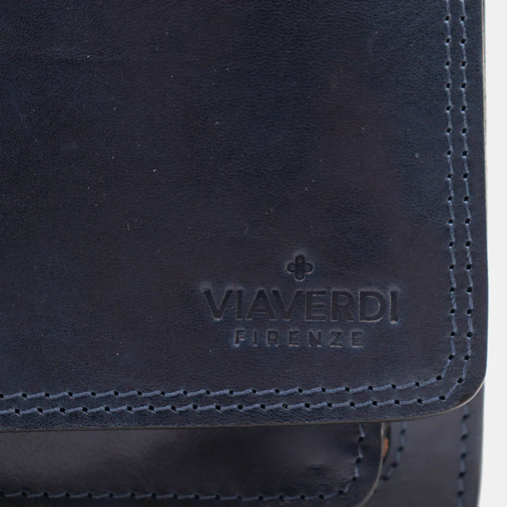 Borsa a Tracolla in Pelle Blu VIAVERDI Made in Italy linea Firenze - Image 12