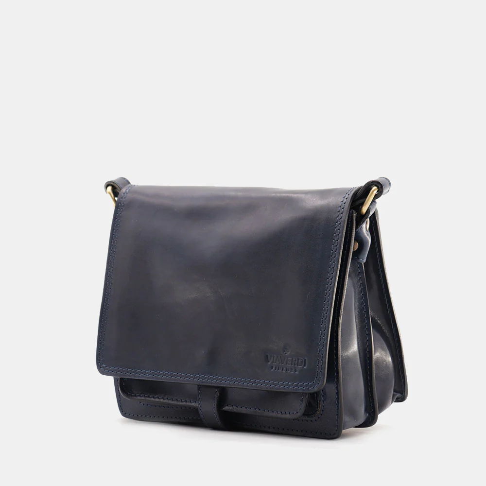 Borsa a Tracolla in Pelle Blu VIAVERDI Made in Italy linea Firenze - Image 6