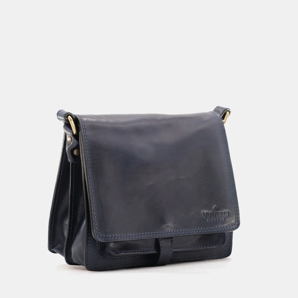 Borsa a Tracolla in Pelle Blu VIAVERDI Made in Italy linea Firenze - Image 8