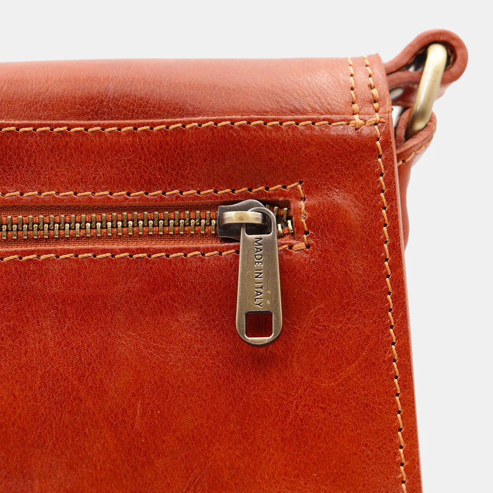 Borsa a Tracolla in Pelle color Cuoio VIAVERDI Made in Italy linea Firenze - Image 12