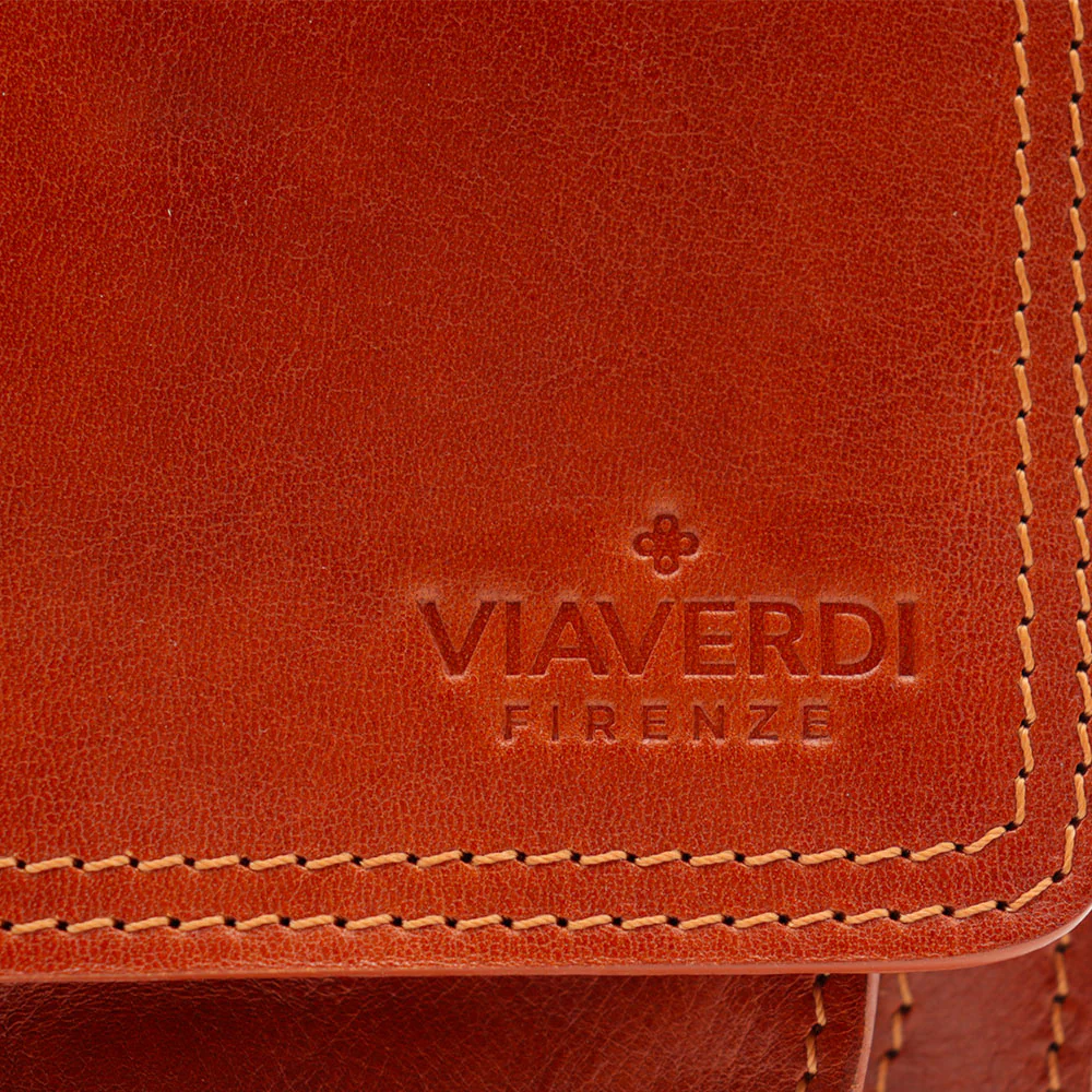 Borsa a Tracolla in Pelle color Cuoio VIAVERDI Made in Italy linea Firenze - Image 13