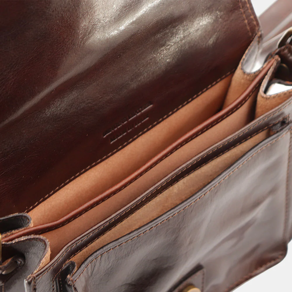 Borsa a Tracolla in Pelle Marrone Testa di Moro VIAVERDI Made in Italy linea Firenze - Image 11