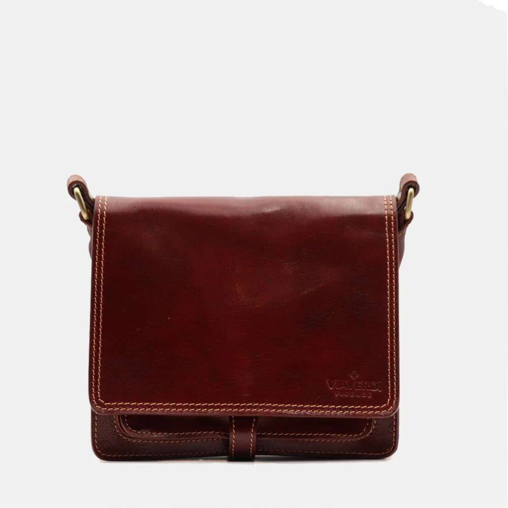 Borsa a Tracolla in Pelle Marrone VIAVERDI Made in Italy linea Firenze