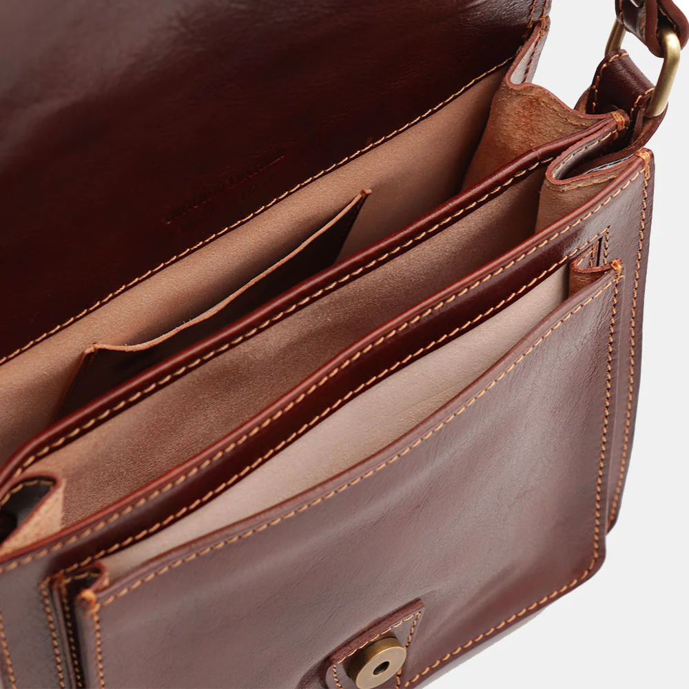 Borsa a Tracolla in Pelle Marrone VIAVERDI Made in Italy linea Firenze - Image 11