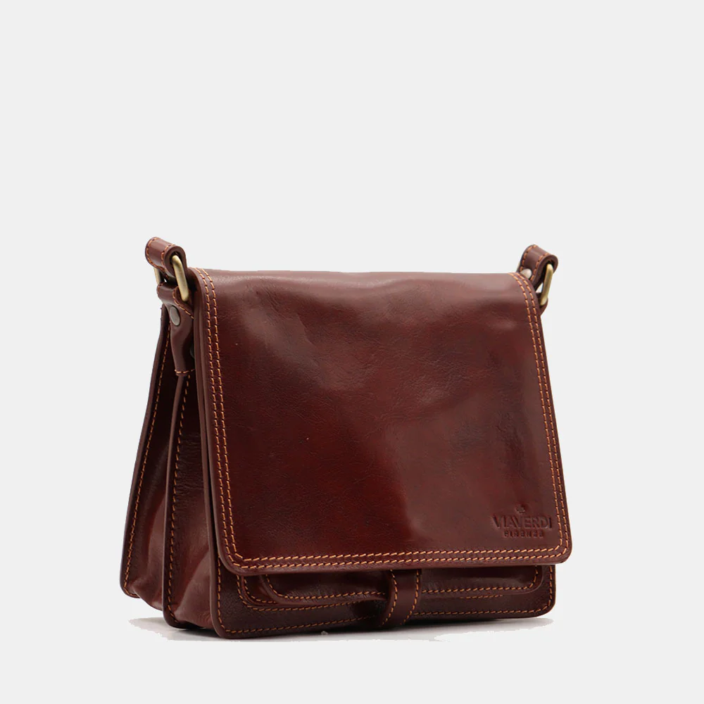 Borsa a Tracolla in Pelle Marrone VIAVERDI Made in Italy linea Firenze - Image 5