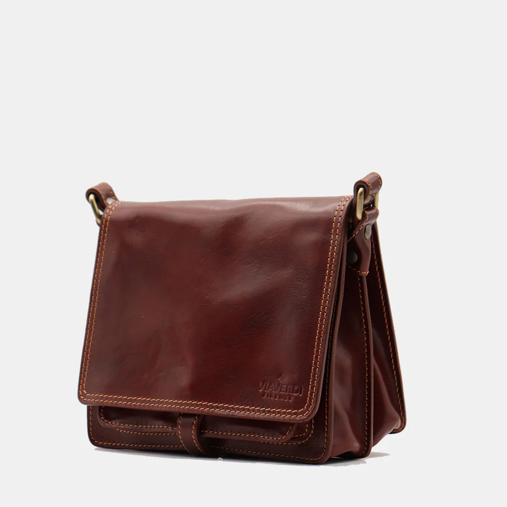 Borsa a Tracolla in Pelle Marrone VIAVERDI Made in Italy linea Firenze - Image 6