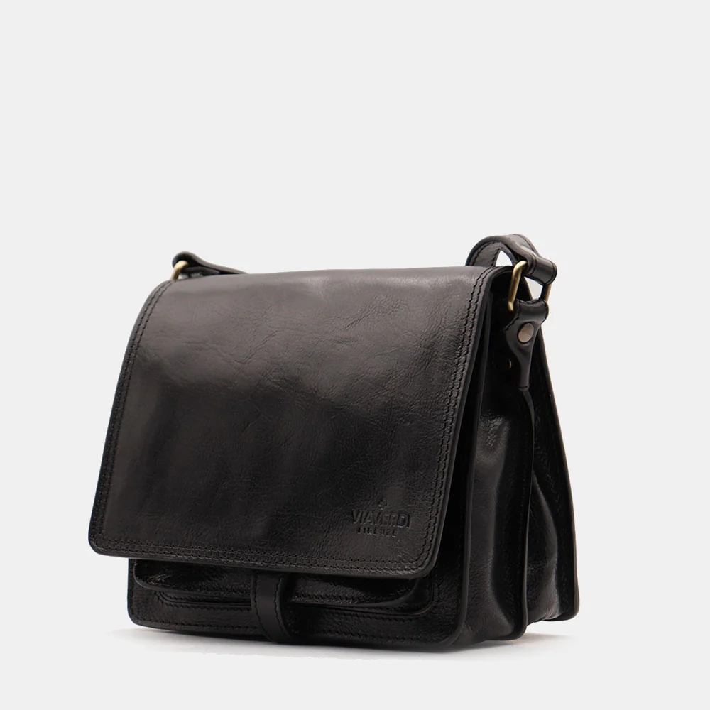 Borsa a Tracolla in Pelle Nera VIAVERDI Made in Italy linea Firenze - Image 3