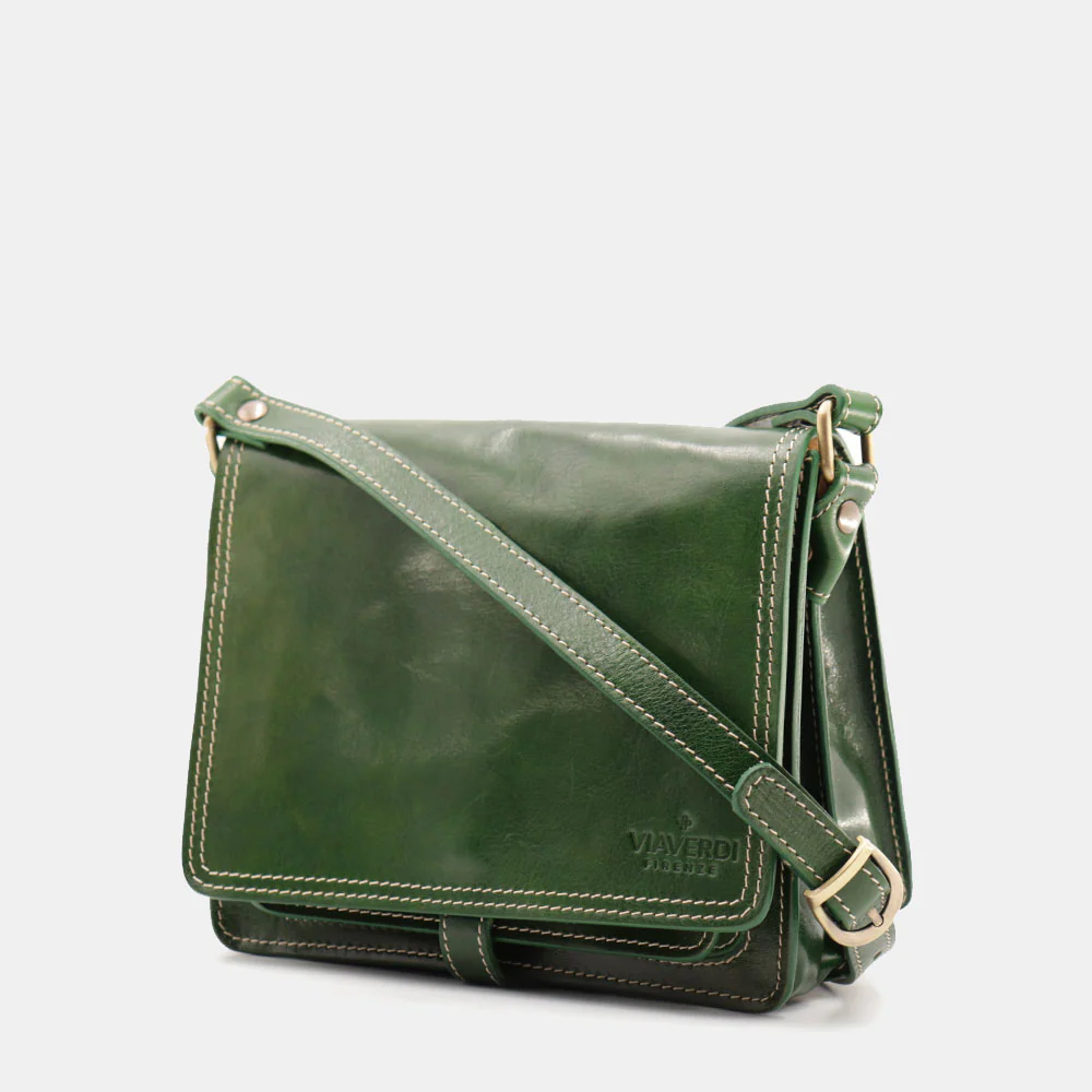 Borsa a Tracolla in Pelle Verde VIAVERDI Made in Italy linea Firenze - Image 3
