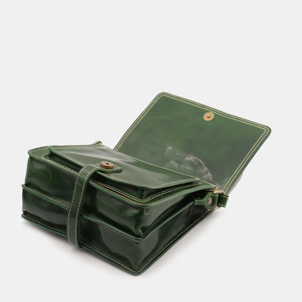 Borsa a Tracolla in Pelle Verde VIAVERDI Made in Italy linea Firenze - Image 9