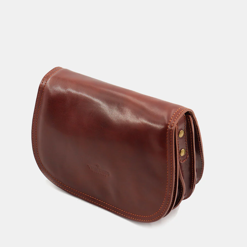 Borsa a Tracolla VIAVERDI in Pelle Marrone Made in Italy linea Firenze - Image 8