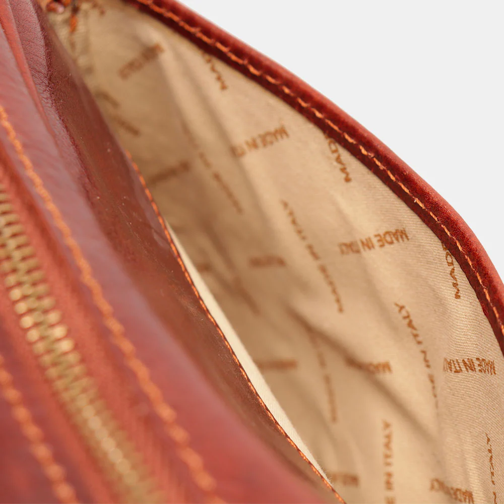 Borsa a Tracolla VIAVERDI in Pelle Marrone Made in Italy linea Firenze - Image 11