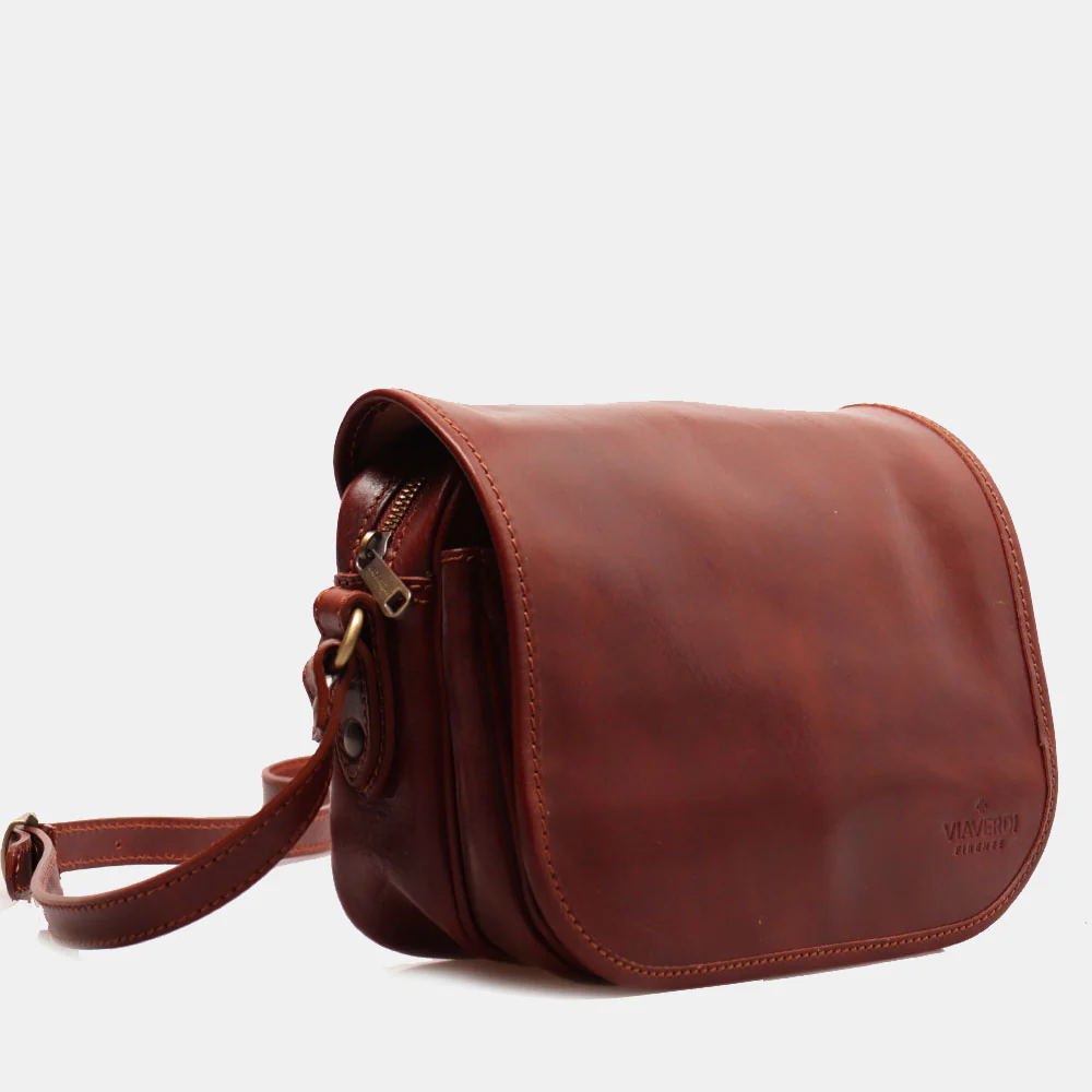 Borsa a Tracolla VIAVERDI in Pelle Marrone Made in Italy linea Firenze - Image 5