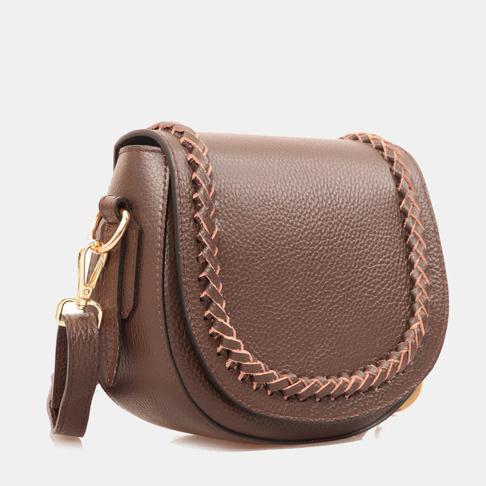 Borsa a Tracolla VIAVERDI in Pelle Marrone Made in Italy linea San Gimignano - Image 2