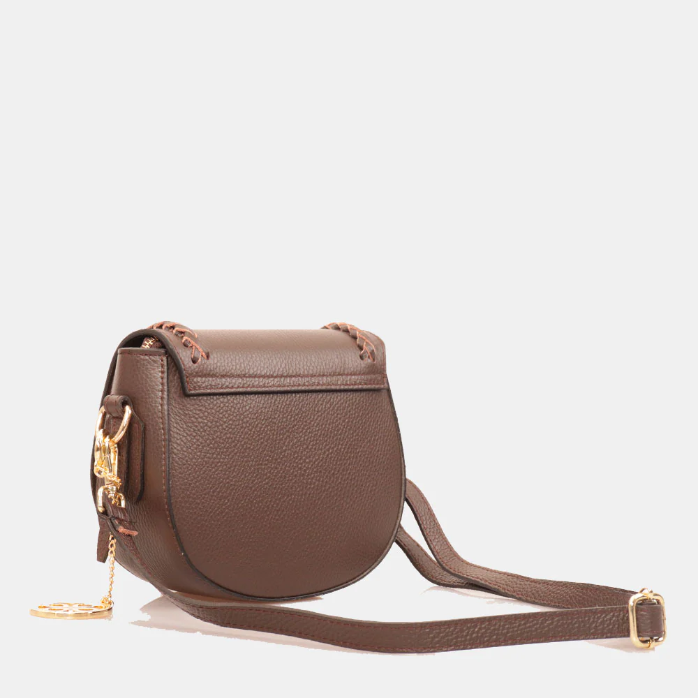 Borsa a Tracolla VIAVERDI in Pelle Marrone Made in Italy linea San Gimignano - Image 3